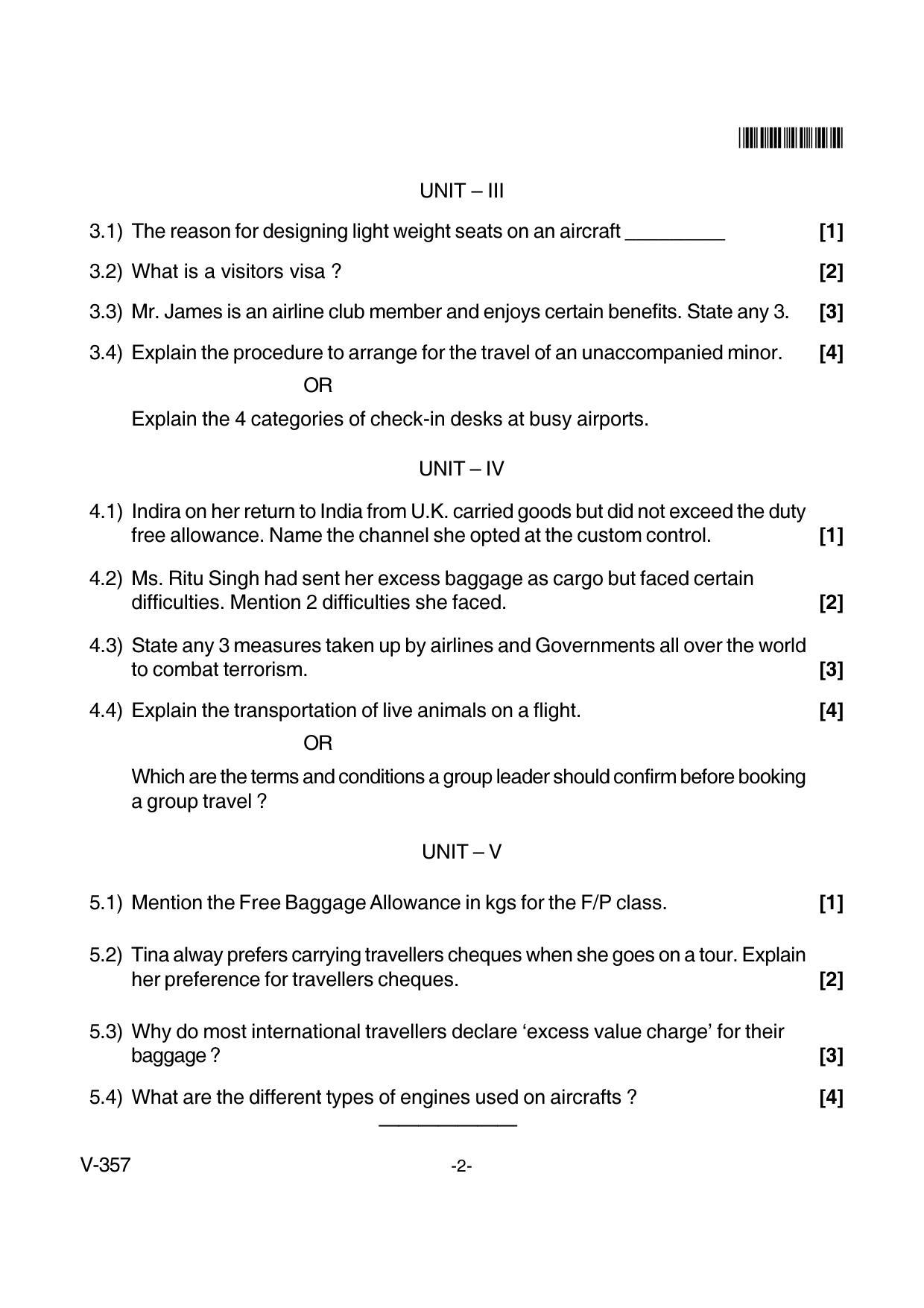 Goa Board Class 12 Travel Formalities  Voc 357 New Pattern (March 2018) Question Paper - Page 2