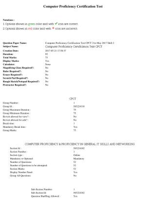 MP CPCT 21st May 2017 CPCT Question Paper Shift 2