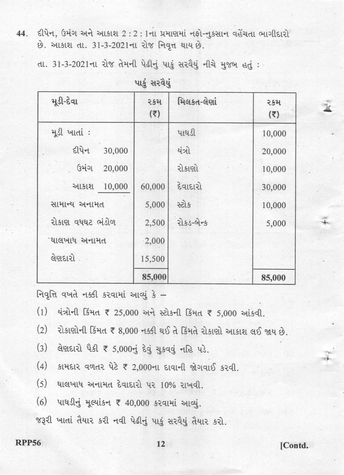 Gujarat Board Class 12th Question Paper 2022: (GHE) Elements of Accountancy - Page 12