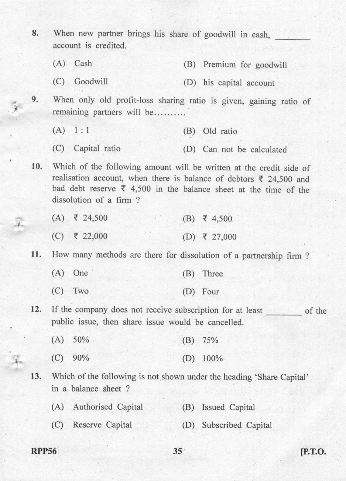 Gujarat Board Class 12th Question Paper 2022: (GHE) Elements of Accountancy - Page 35