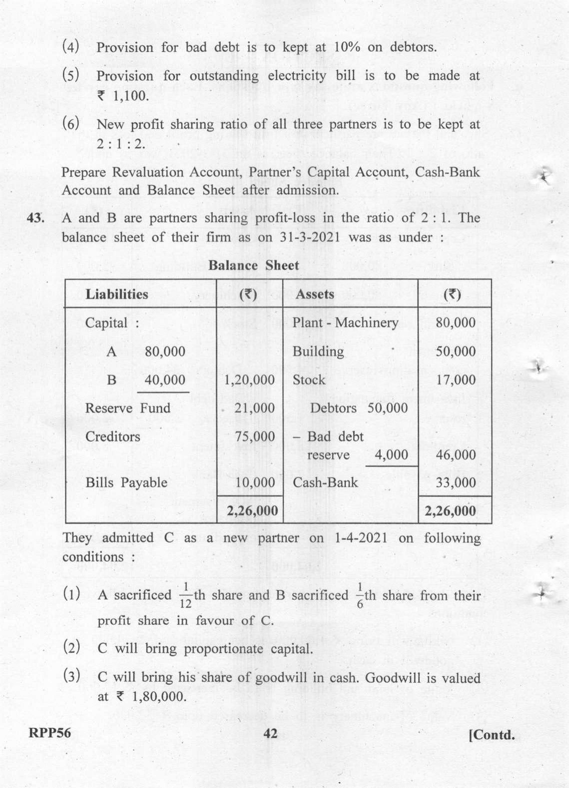 Gujarat Board Class 12th Question Paper 2022: (GHE) Elements of Accountancy - Page 42