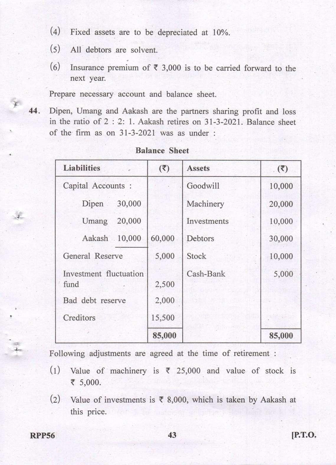 Gujarat Board Class 12th Question Paper 2022: (GHE) Elements of Accountancy - Page 43