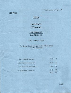 Assam HS 2nd Year Physics 2022 Question Paper