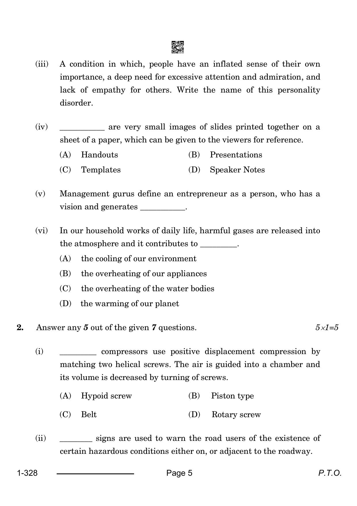CBSE Class 12 Automotive 2024 Question Paper - Page 5