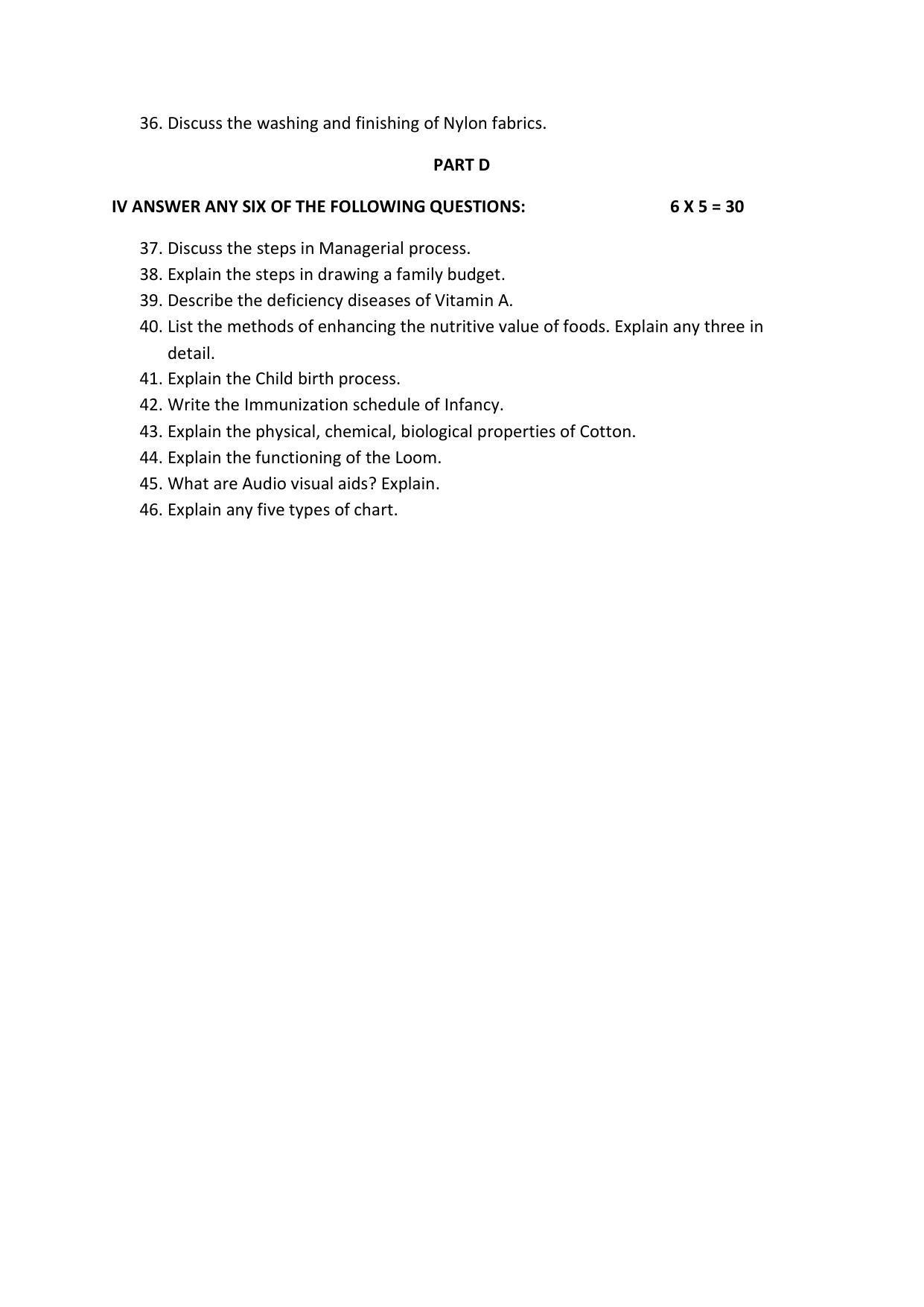 Karnataka 1st PUC HOME SCIENCE Model Question Paper - Page 4