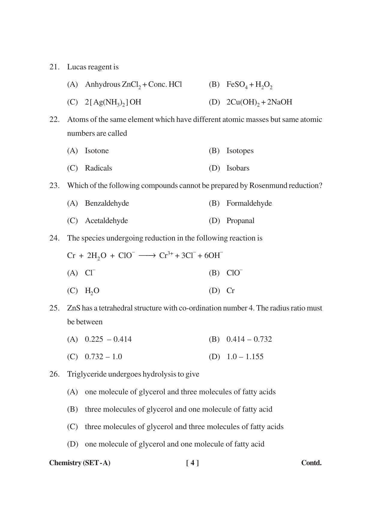 MBSE HSSLC Chemistry Sample Paper - Page 4