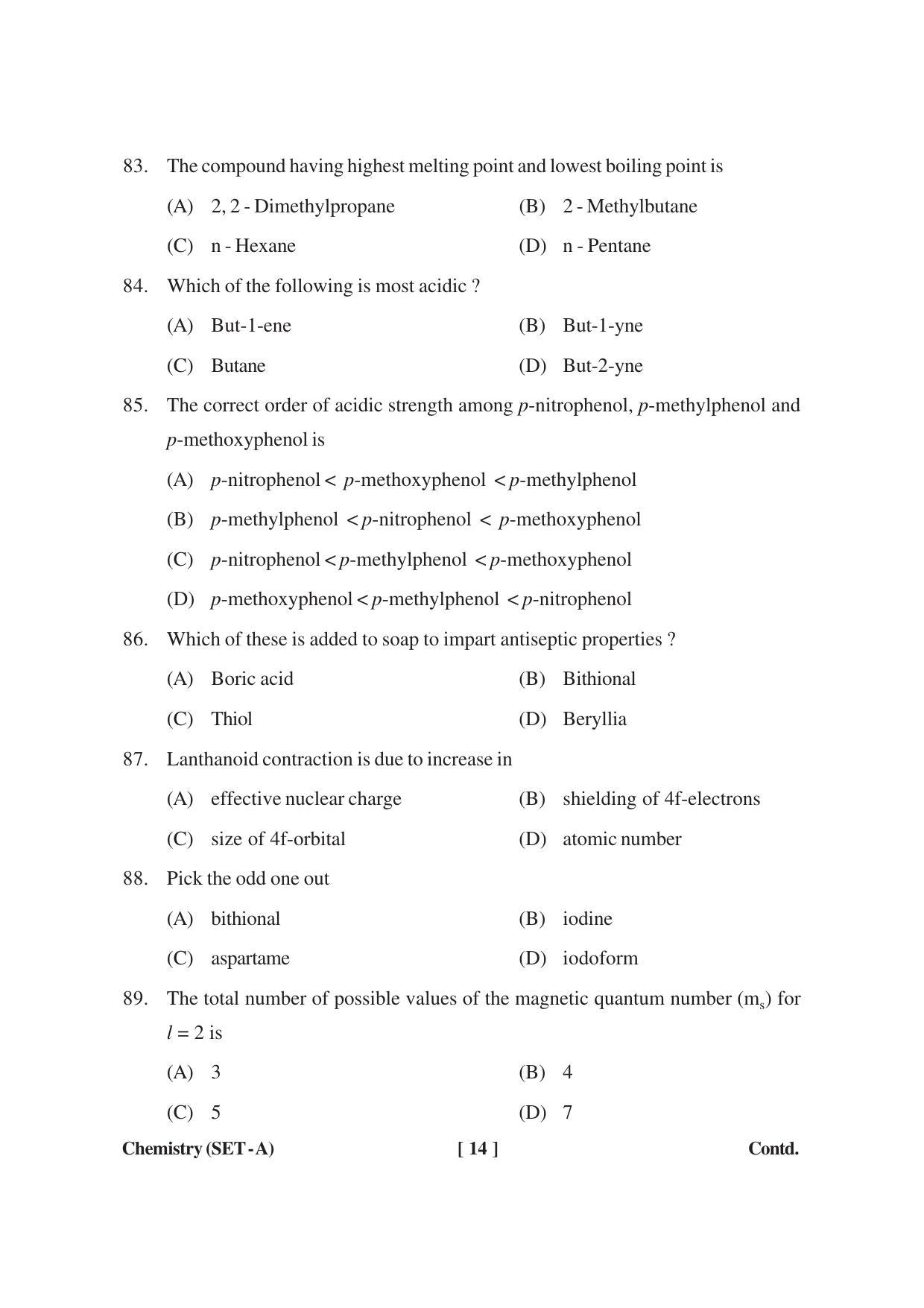 MBSE HSSLC Chemistry Sample Paper - Page 14