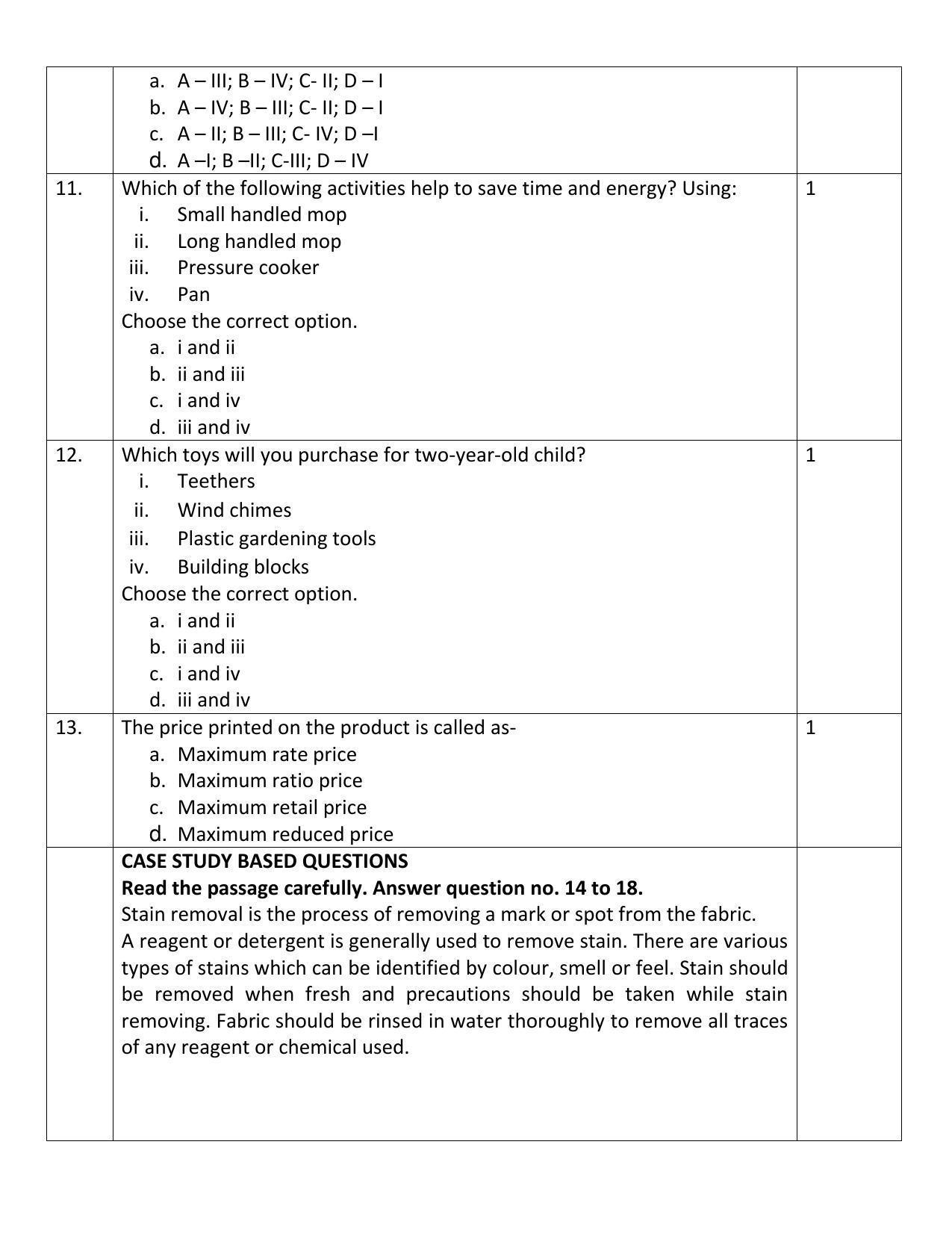 CBSE Class 10 Home Science Sample Papers 2023 - Page 3