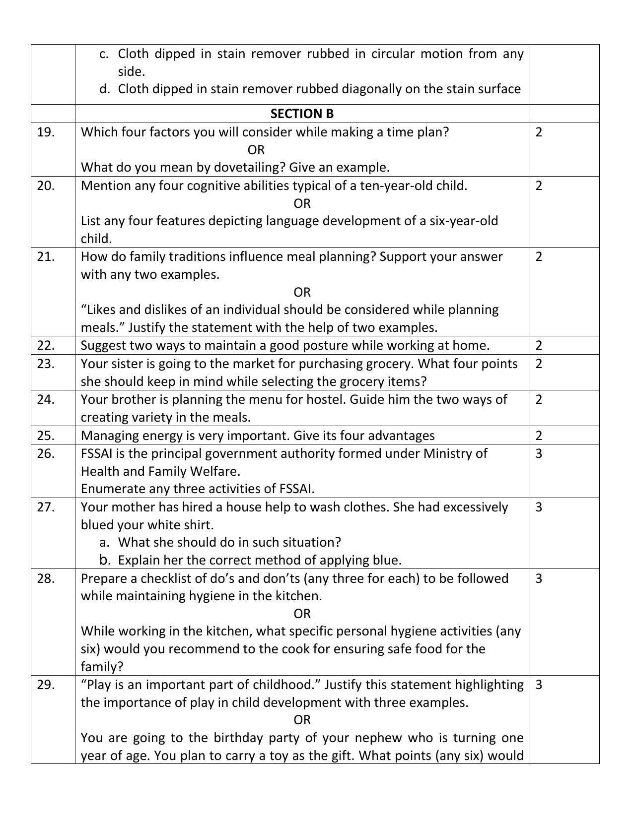 CBSE Class 10 Home Science Sample Papers 2023 - Page 5