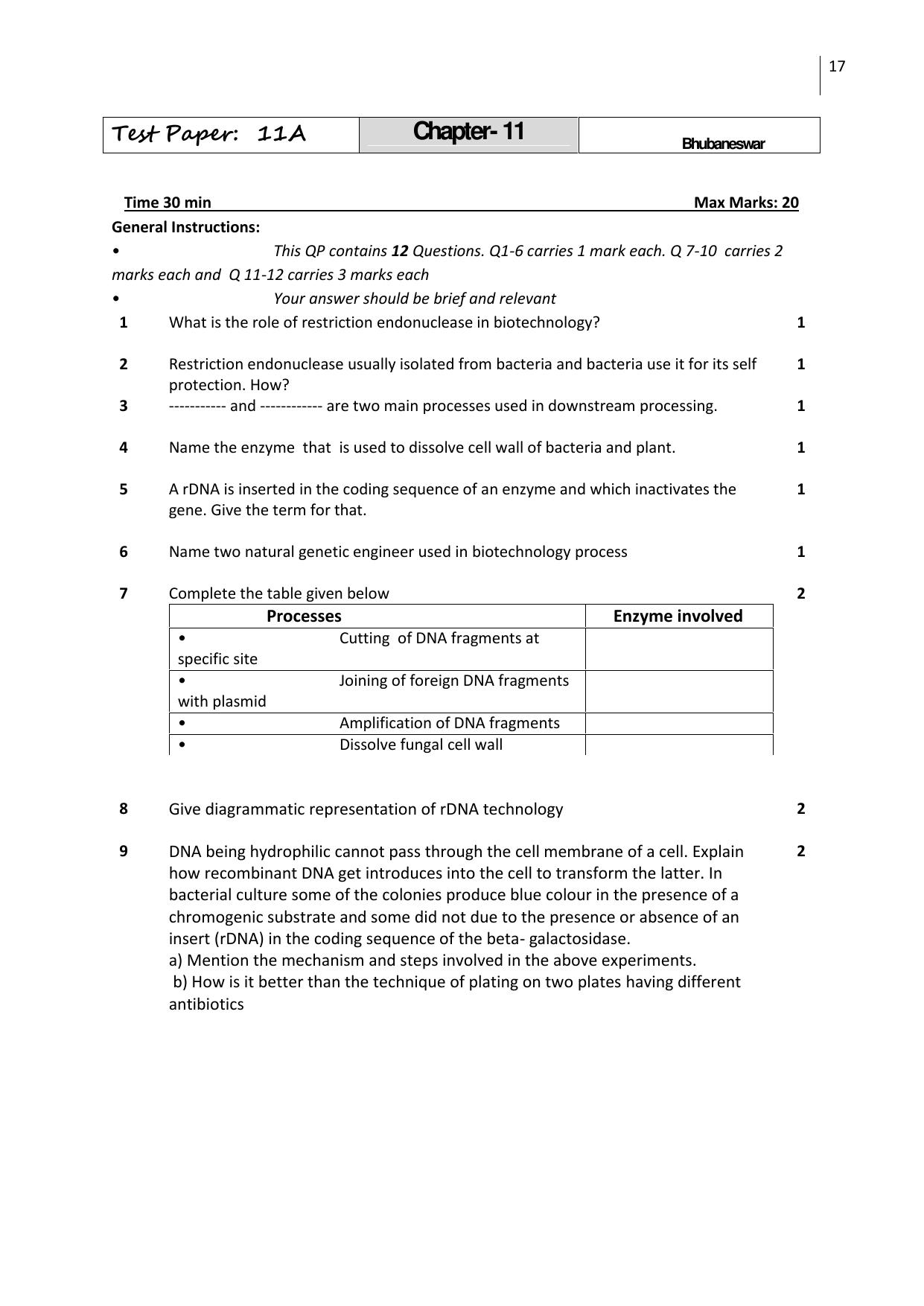 CBSE Worksheets for Class 12 Biology All Chapters - Page 17