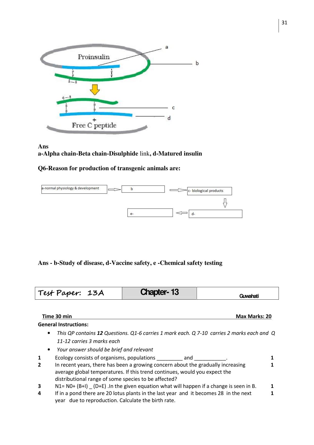 CBSE Worksheets for Class 12 Biology All Chapters - Page 31
