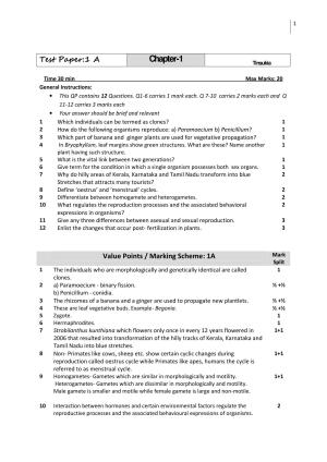 CBSE Worksheets for Class 12 Biology All Chapters