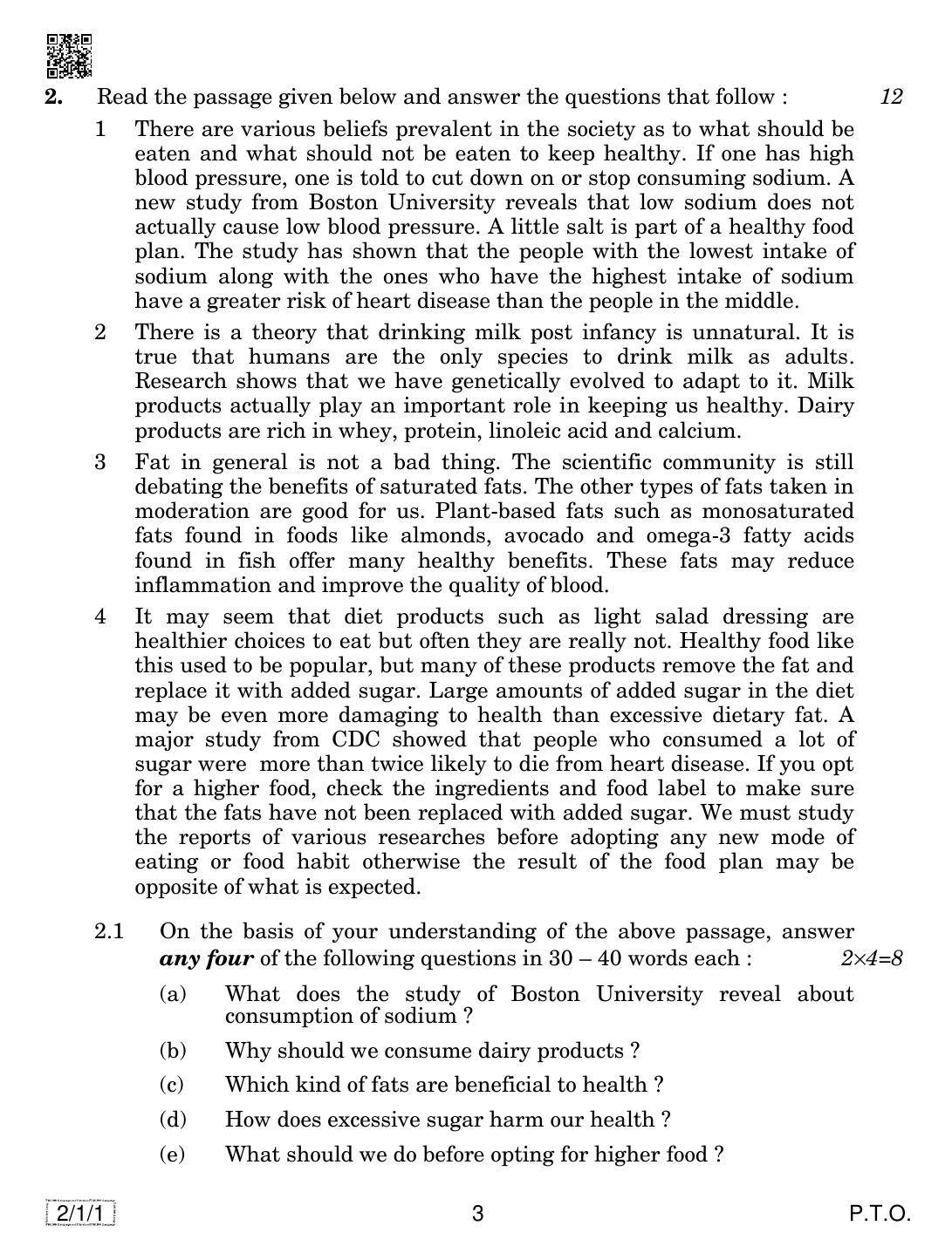 CBSE Class 10 2-1-1 ENGLISH LANG. & LIT. 2019 Compartment Question Paper - Page 3