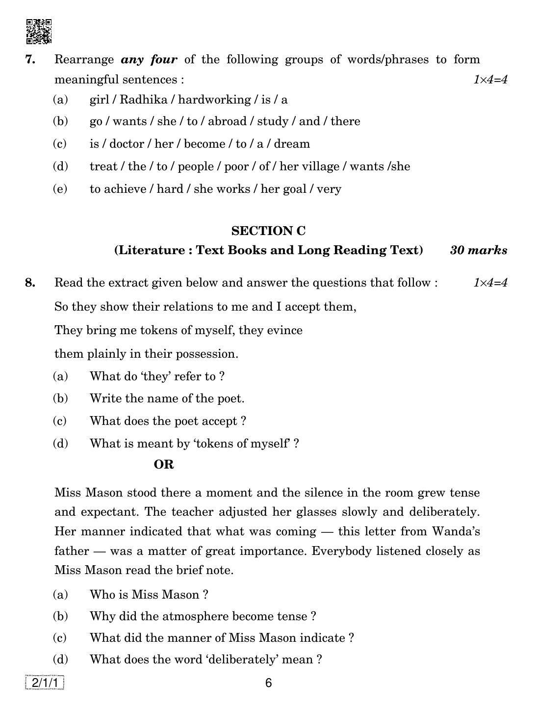CBSE Class 10 2-1-1 ENGLISH LANG. & LIT. 2019 Compartment Question Paper - Page 6