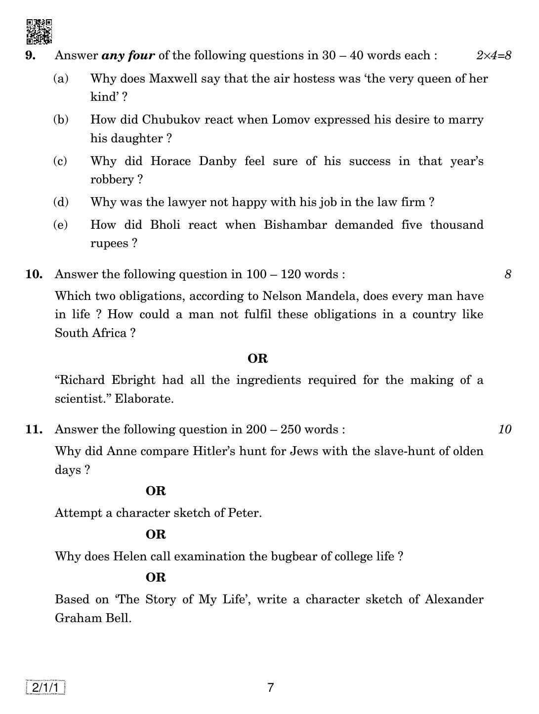 CBSE Class 10 2-1-1 ENGLISH LANG. & LIT. 2019 Compartment Question Paper - Page 7