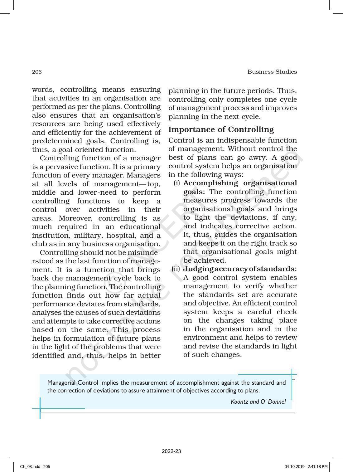 NCERT Book for Class 12 Business Studies Chapter 8 Controlling - Page 2