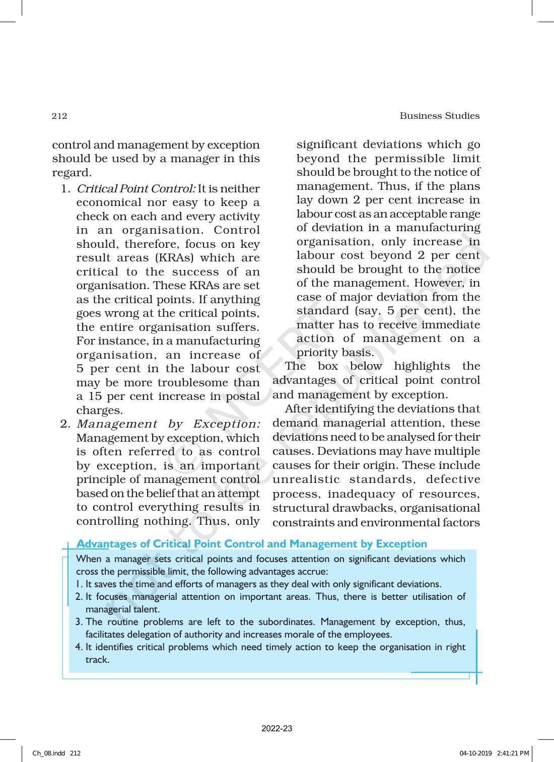 NCERT Book for Class 12 Business Studies Chapter 8 Controlling - Page 8