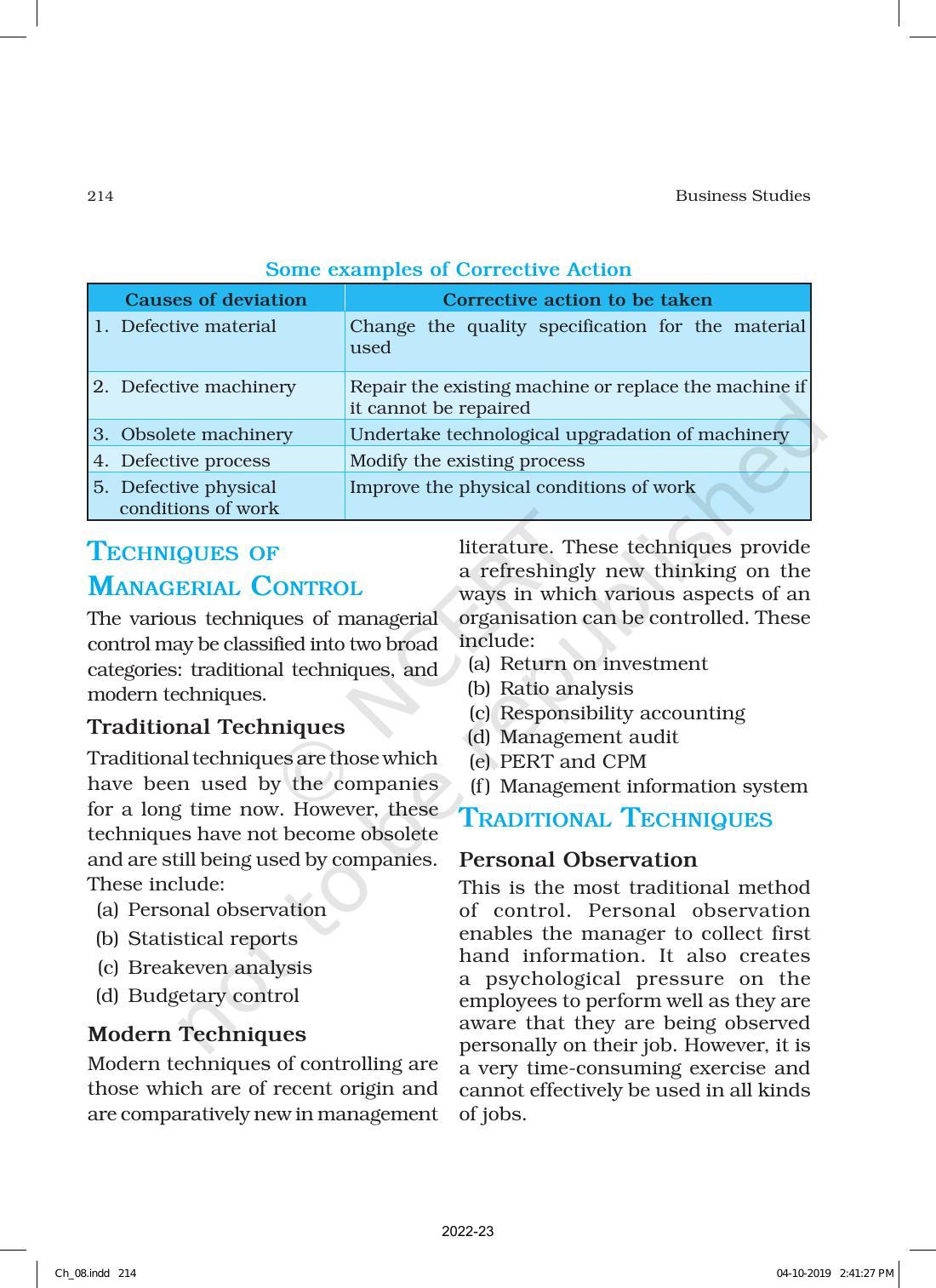 NCERT Book for Class 12 Business Studies Chapter 8 Controlling - Page 10