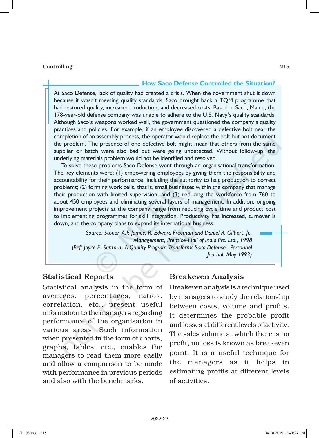 NCERT Book for Class 12 Business Studies Chapter 8 Controlling - Page 11