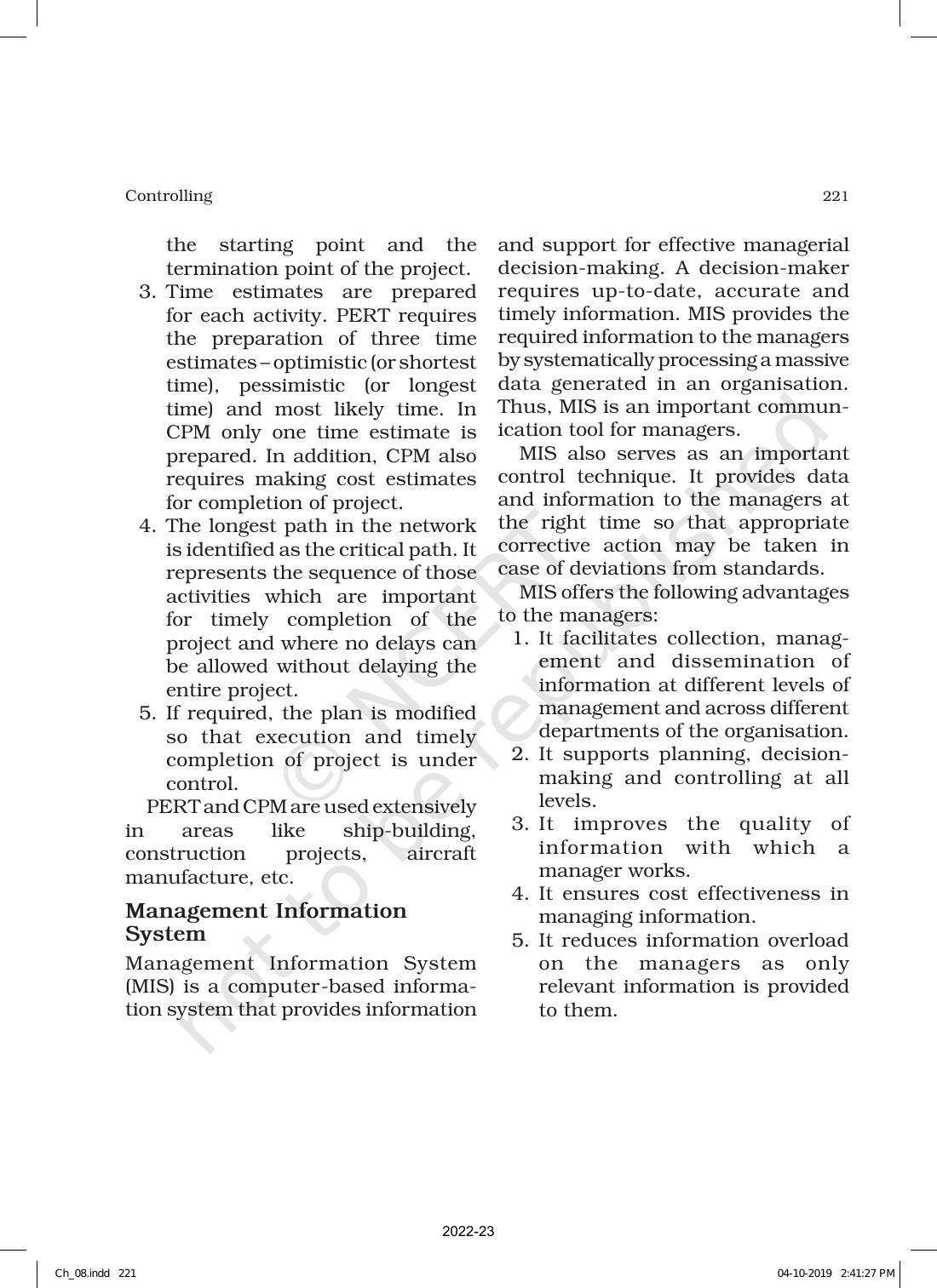 NCERT Book for Class 12 Business Studies Chapter 8 Controlling - Page 17