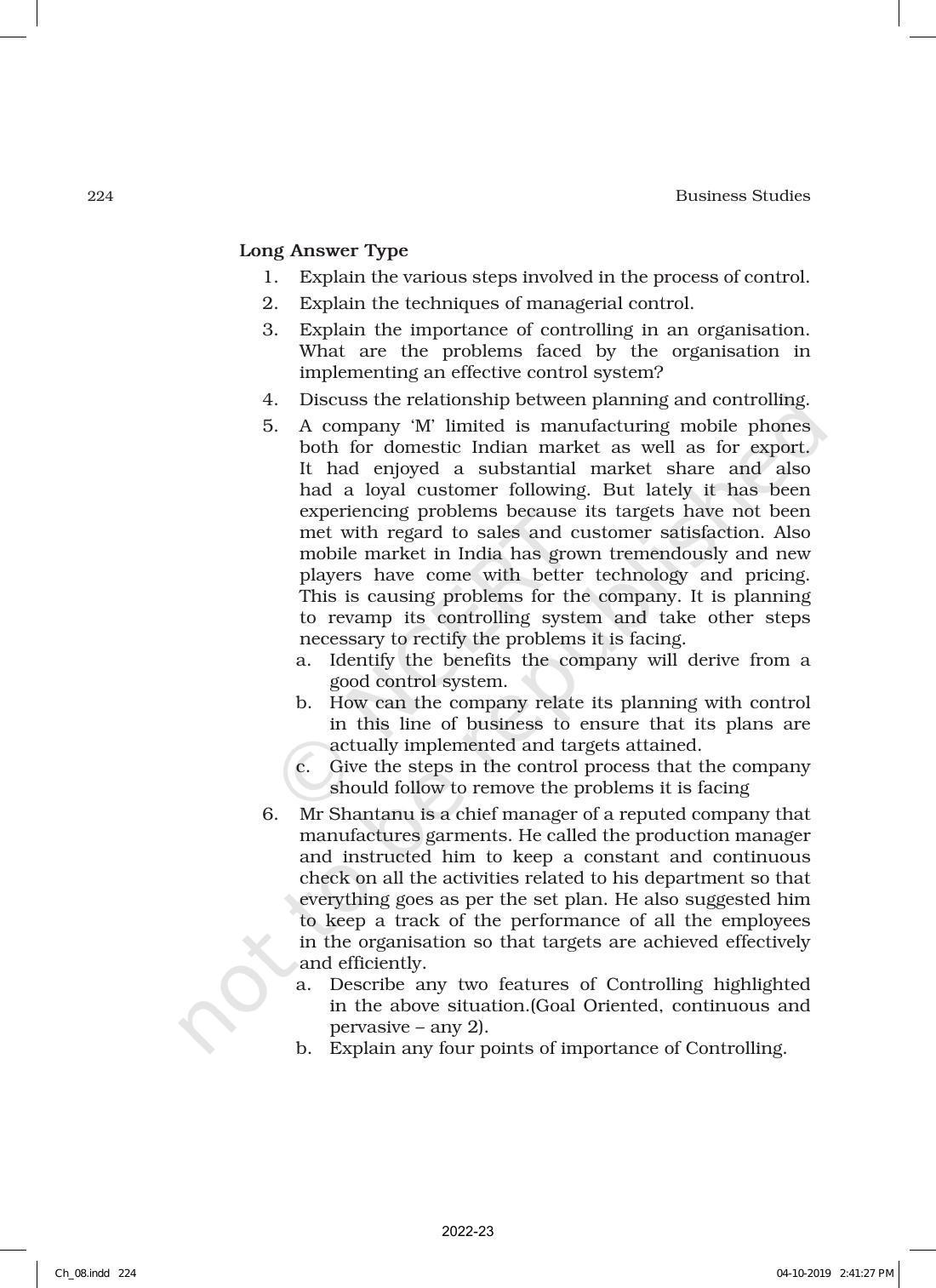 NCERT Book for Class 12 Business Studies Chapter 8 Controlling - Page 20
