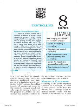 NCERT Book for Class 12 Business Studies Chapter 8 Controlling