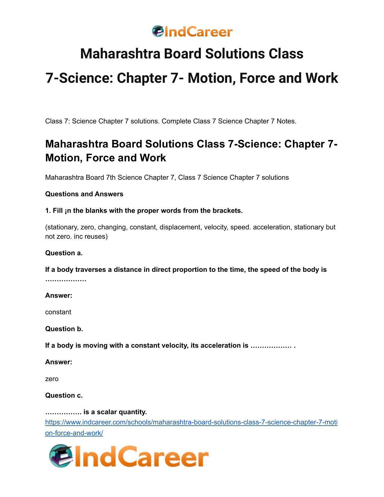 Maharashtra Board Solutions Class 7-Science: Chapter 7- Motion, Force and Work - Page 2