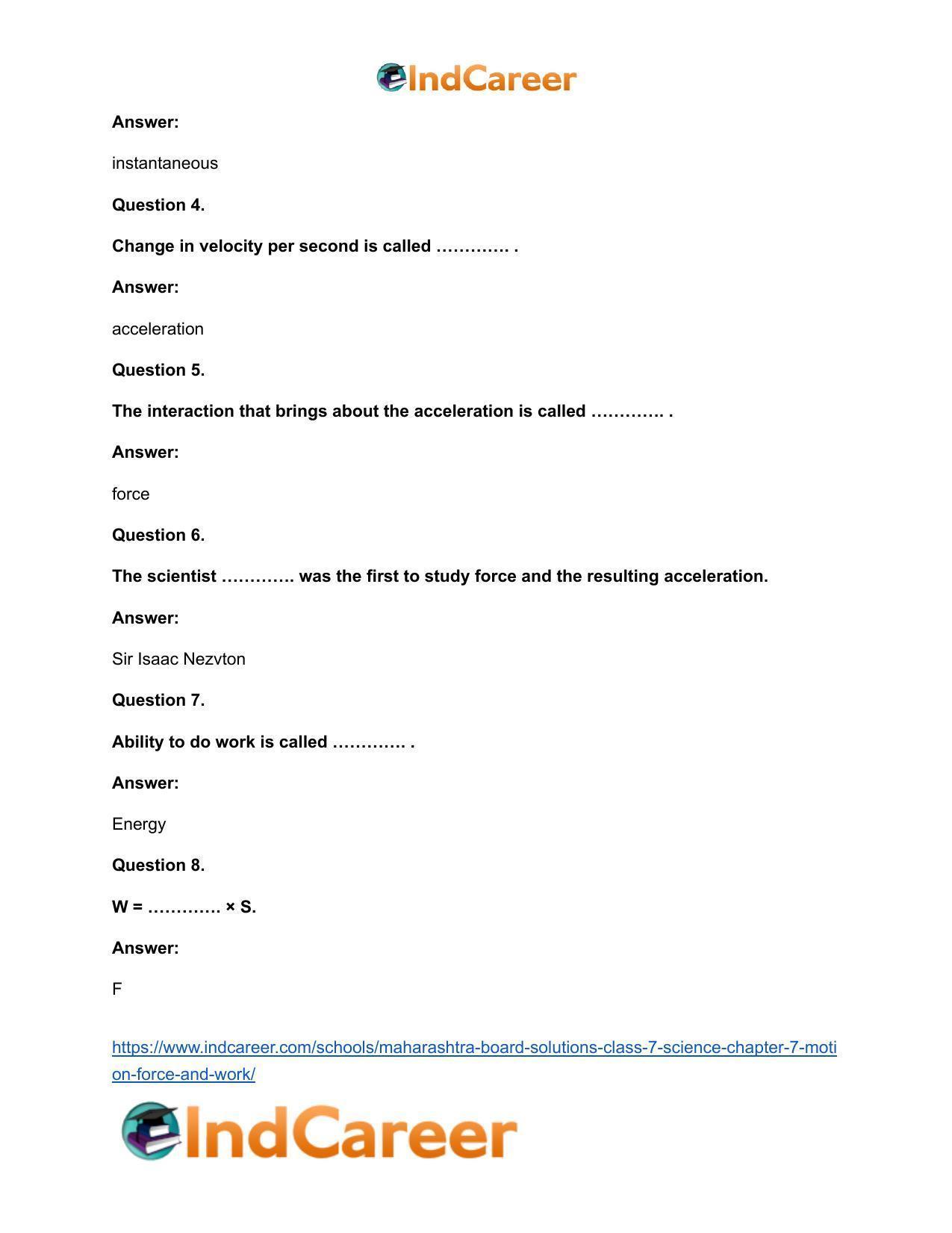 Maharashtra Board Solutions Class 7-Science: Chapter 7- Motion, Force and Work - Page 10
