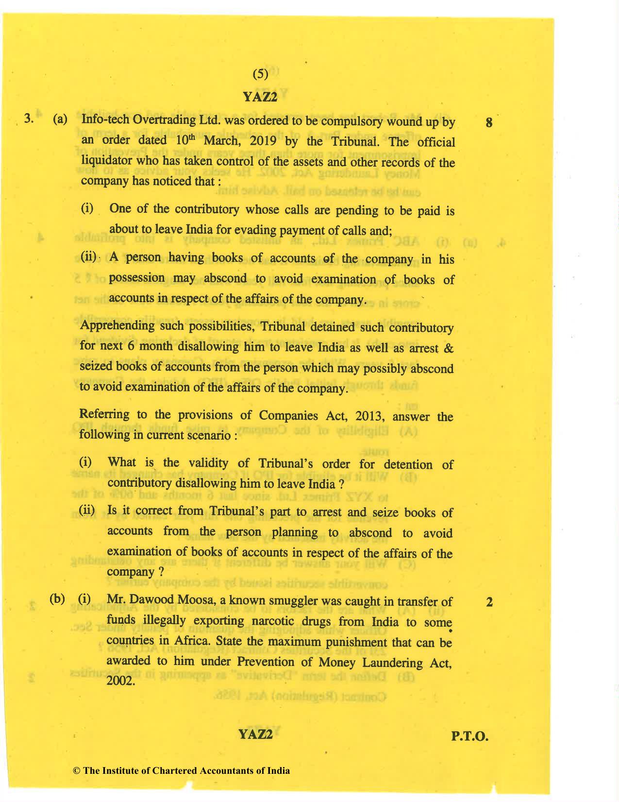 CA Final May 2019 Question Paper - Paper 4 – Corporate & Economic Laws - Page 5