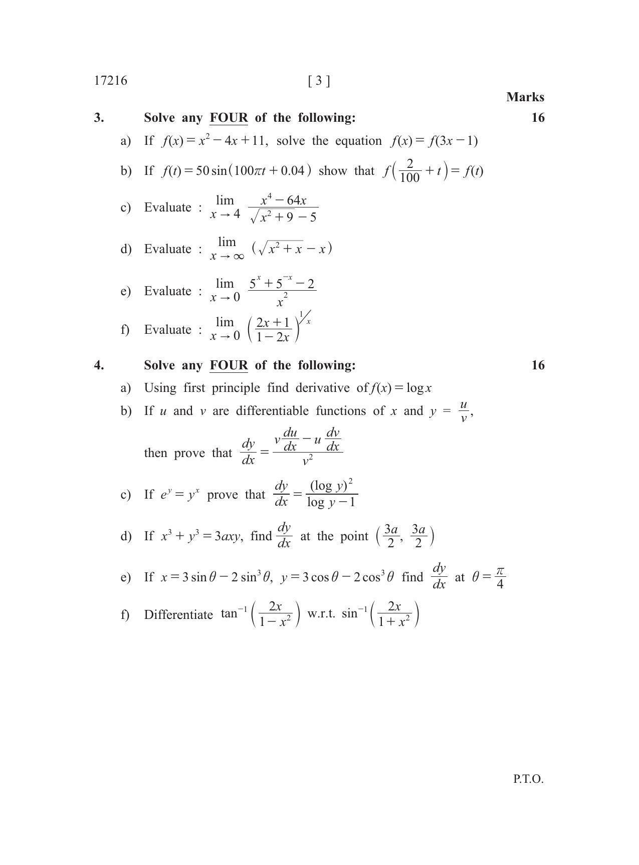 MSBTE Summer Question Paper 2019 - Engineering Mathematics - Page 3