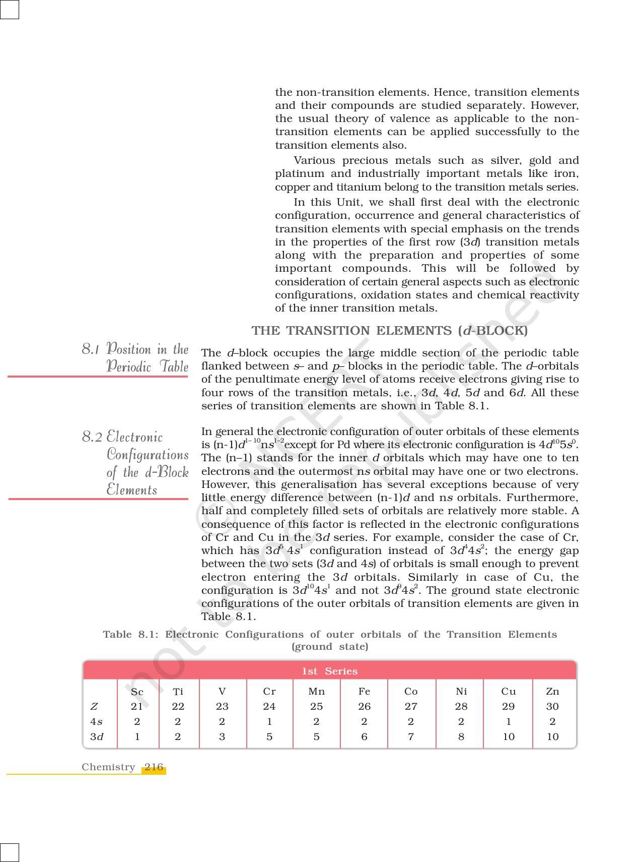 NCERT Book for Class 12 Chemistry Chapter 8 The d and f Block Elements - Page 2