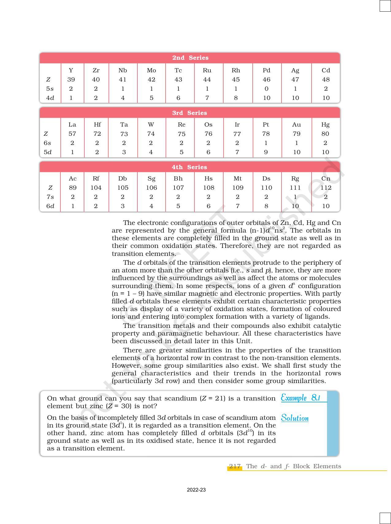 NCERT Book for Class 12 Chemistry Chapter 8 The d and f Block Elements - Page 3