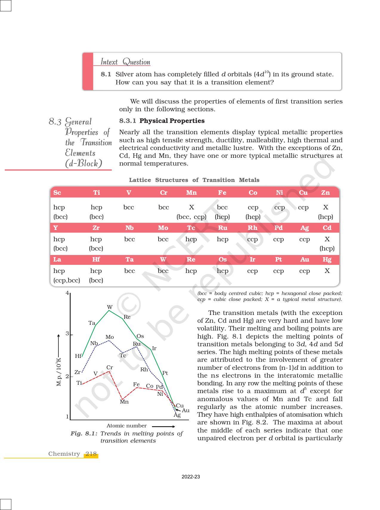NCERT Book for Class 12 Chemistry Chapter 8 The d and f Block Elements - Page 4