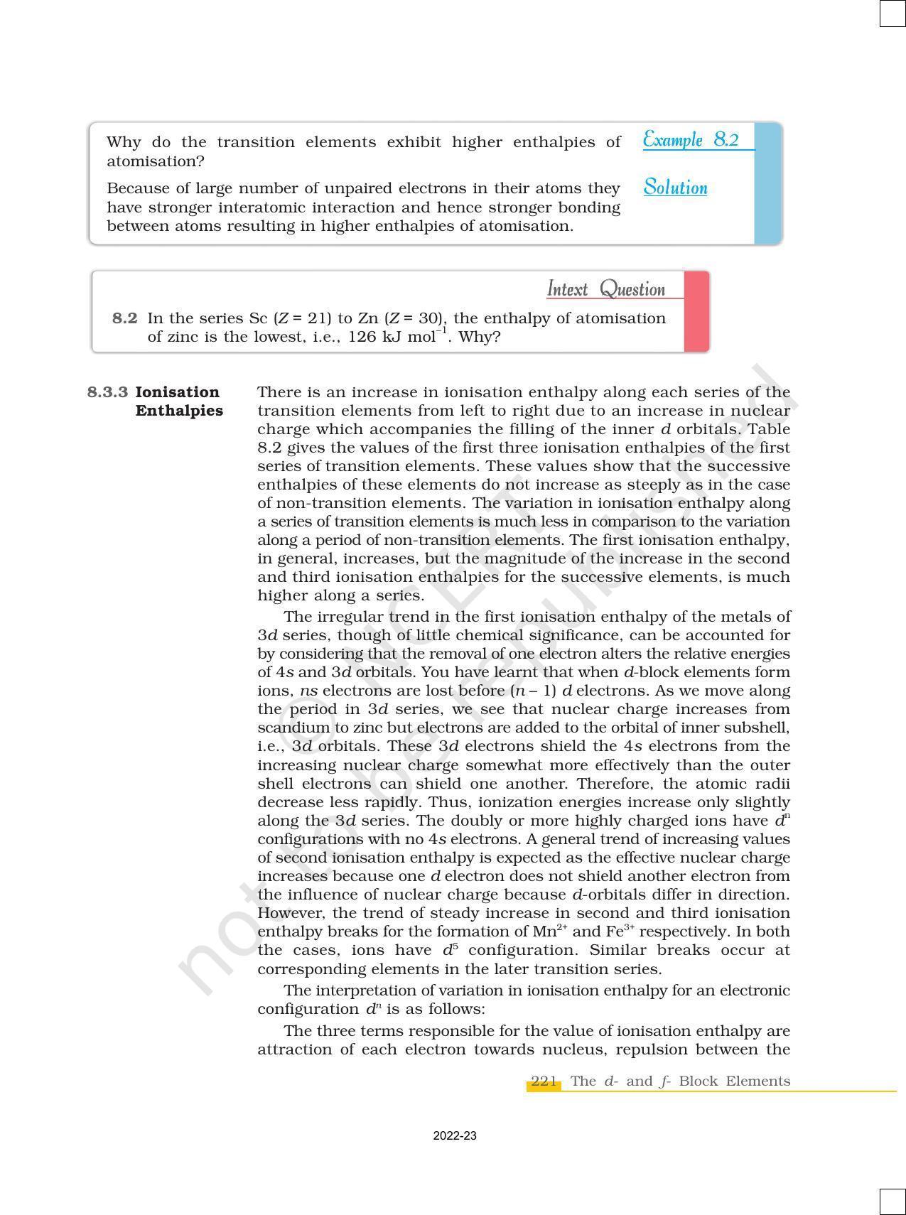 NCERT Book for Class 12 Chemistry Chapter 8 The d and f Block Elements - Page 7