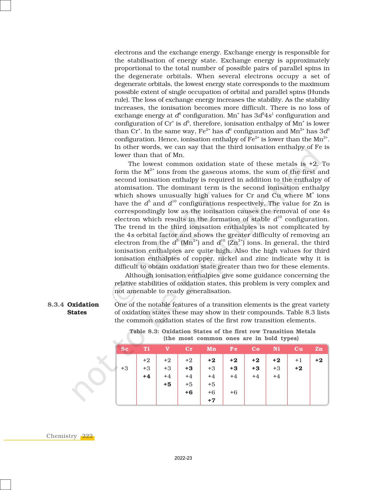 NCERT Book for Class 12 Chemistry Chapter 8 The d and f Block Elements - Page 8