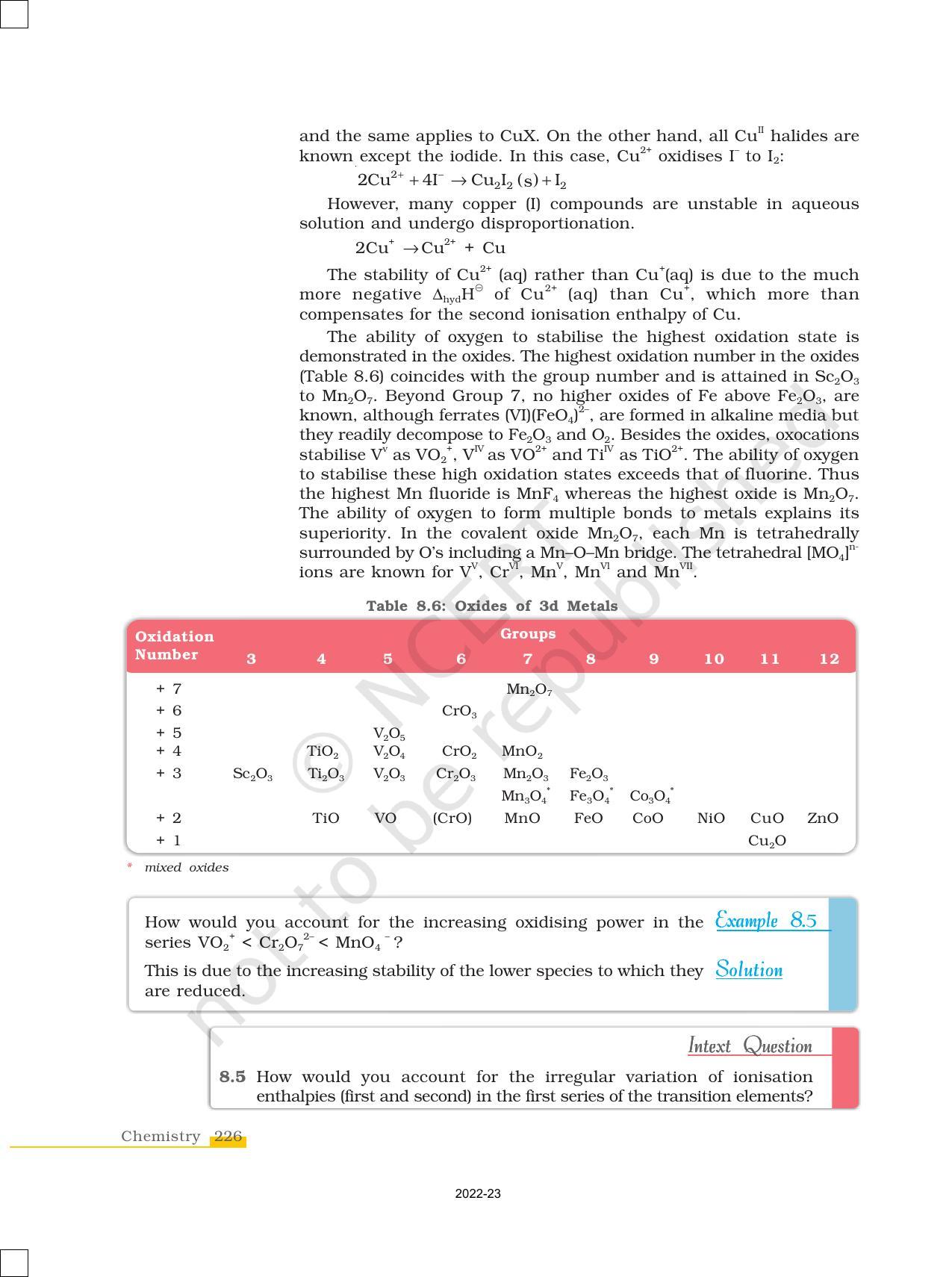 NCERT Book for Class 12 Chemistry Chapter 8 The d and f Block Elements - Page 12