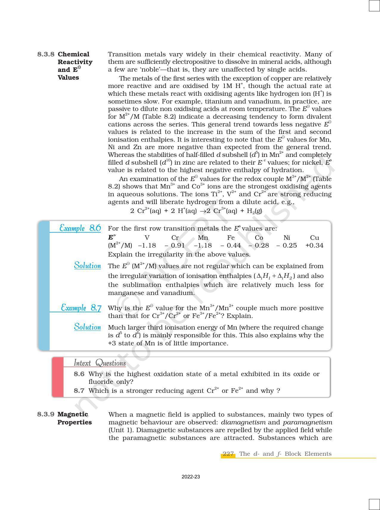 NCERT Book for Class 12 Chemistry Chapter 8 The d and f Block Elements - Page 13