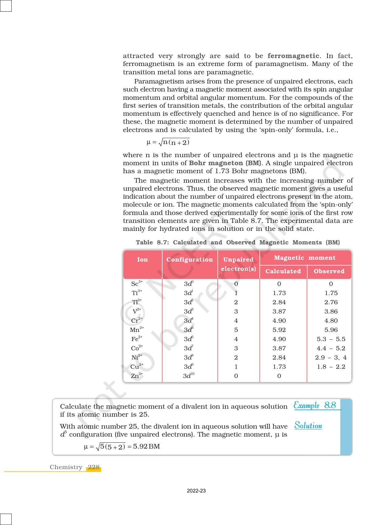 NCERT Book for Class 12 Chemistry Chapter 8 The d and f Block Elements - Page 14