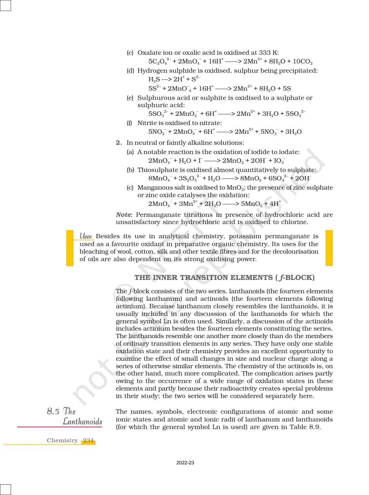 NCERT Book for Class 12 Chemistry Chapter 8 The d and f Block Elements - Page 20