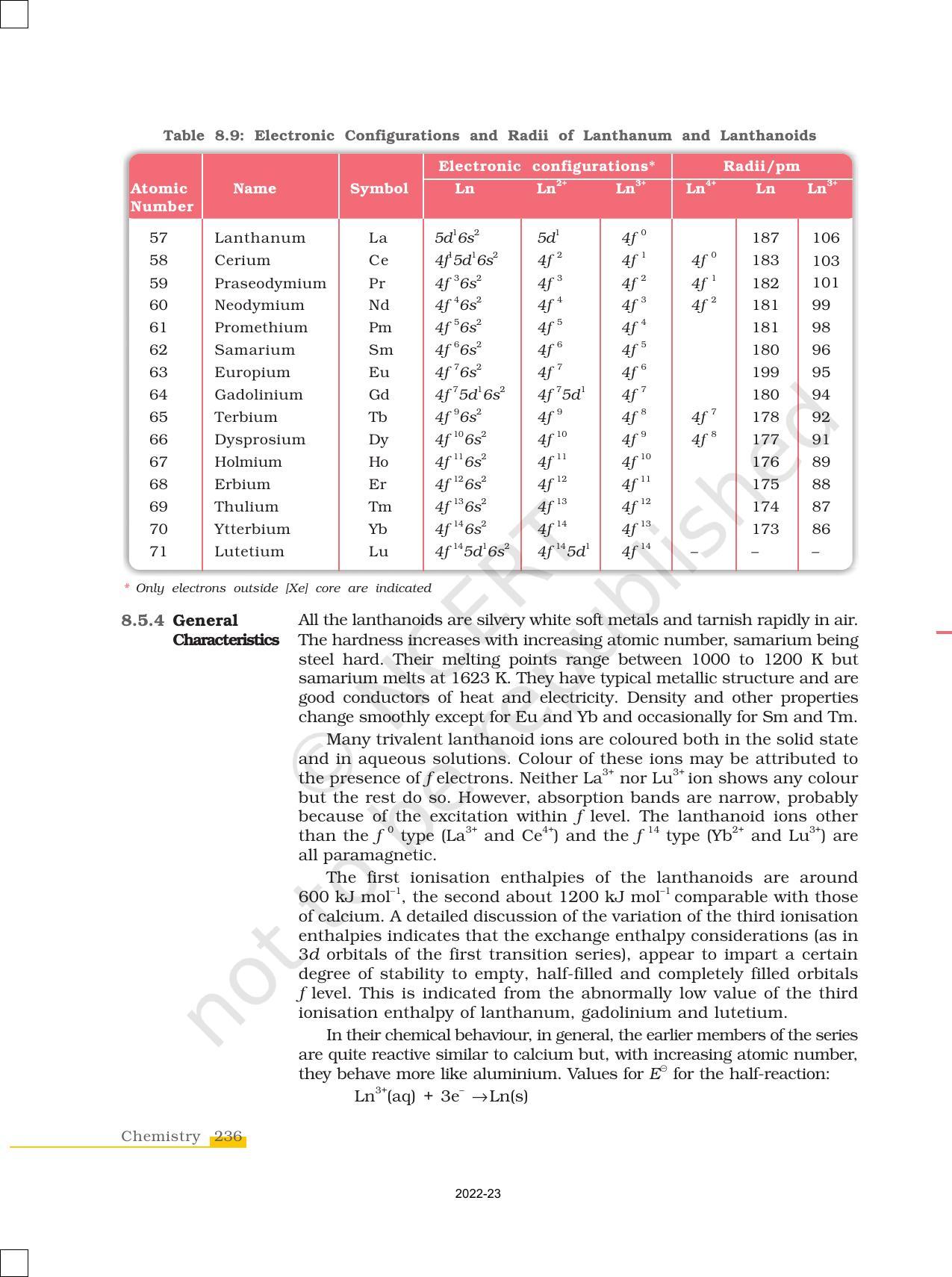 NCERT Book for Class 12 Chemistry Chapter 8 The d and f Block Elements - Page 22