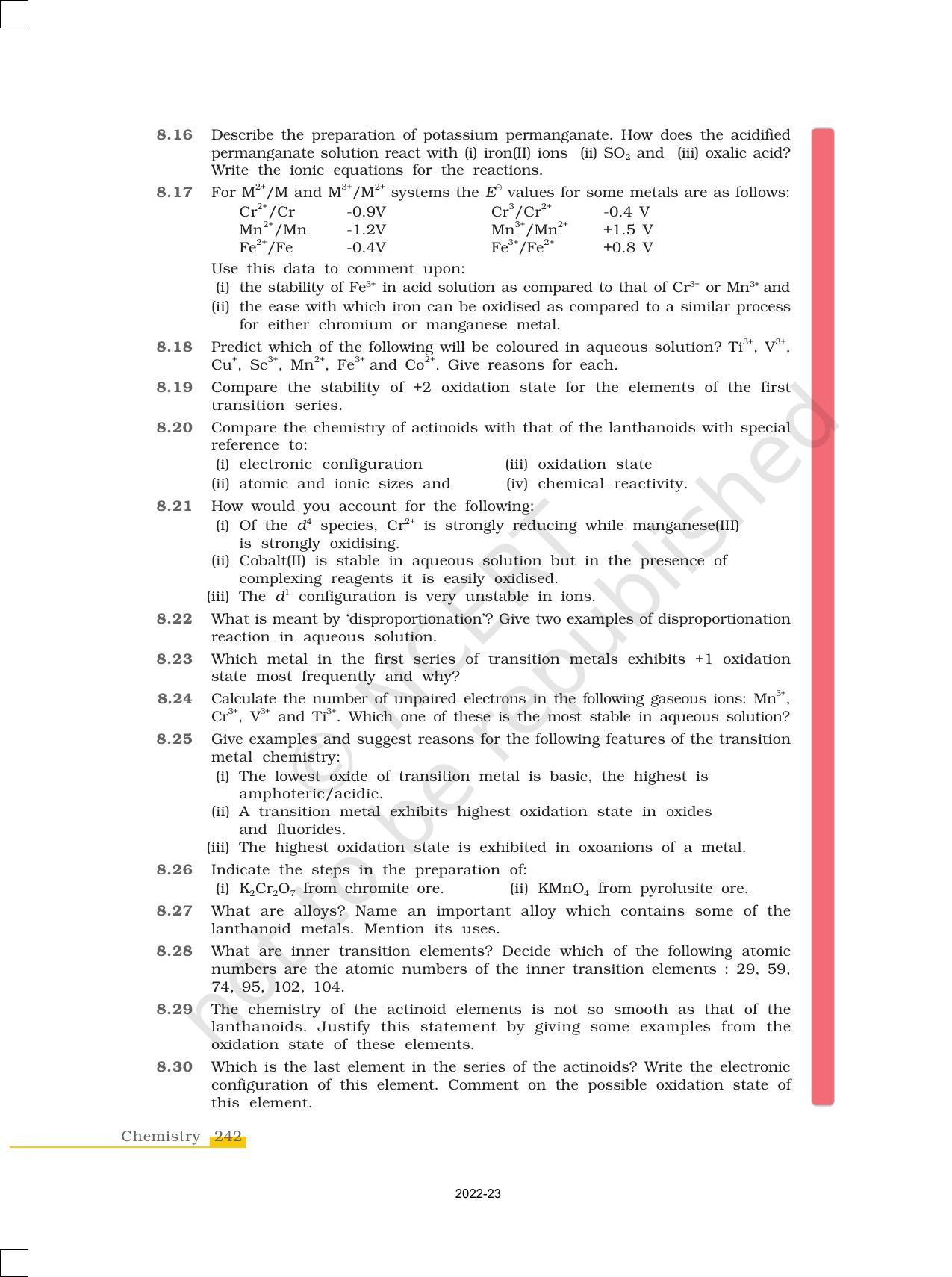 NCERT Book for Class 12 Chemistry Chapter 8 The d and f Block Elements - Page 28