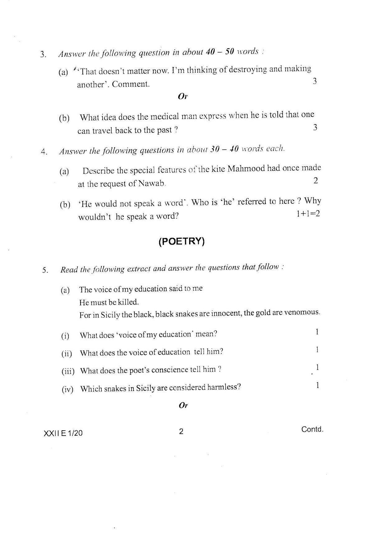 COHSEM Class 12 English Question Papers 2020 - Page 2