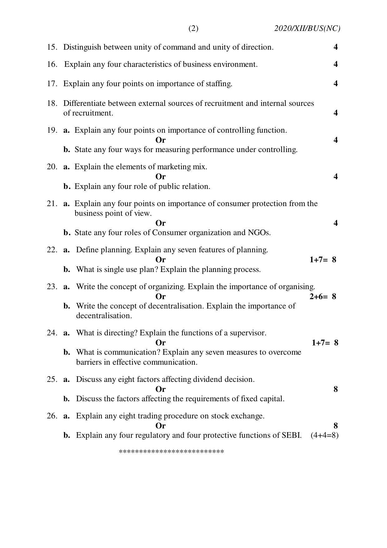 Nagaland Board Class 12 BUSINESS STUDIES (NEW COURSE) 2020 Question Papers - Page 2