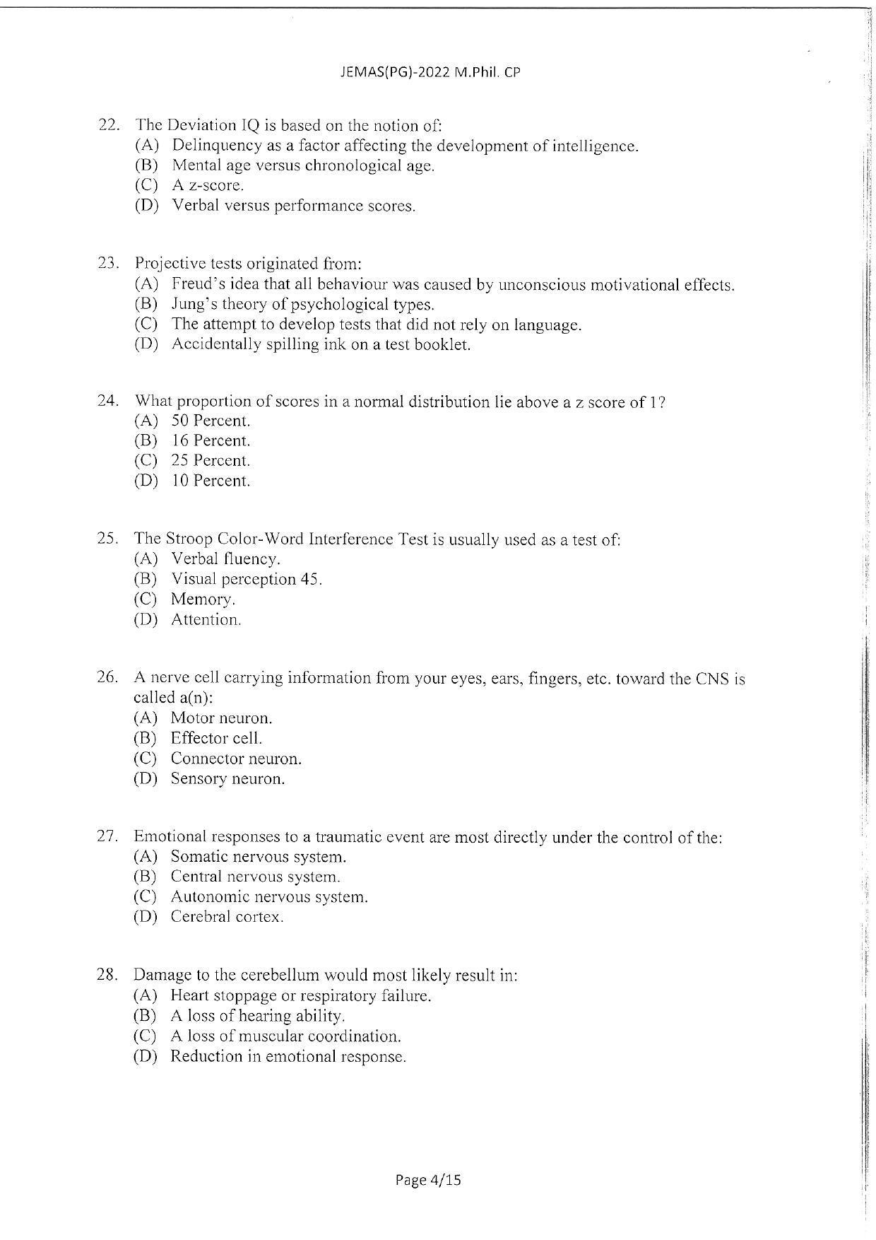 WBJEEB JEMAS (PG) 2022 MPhil CP Question Paper - Page 6