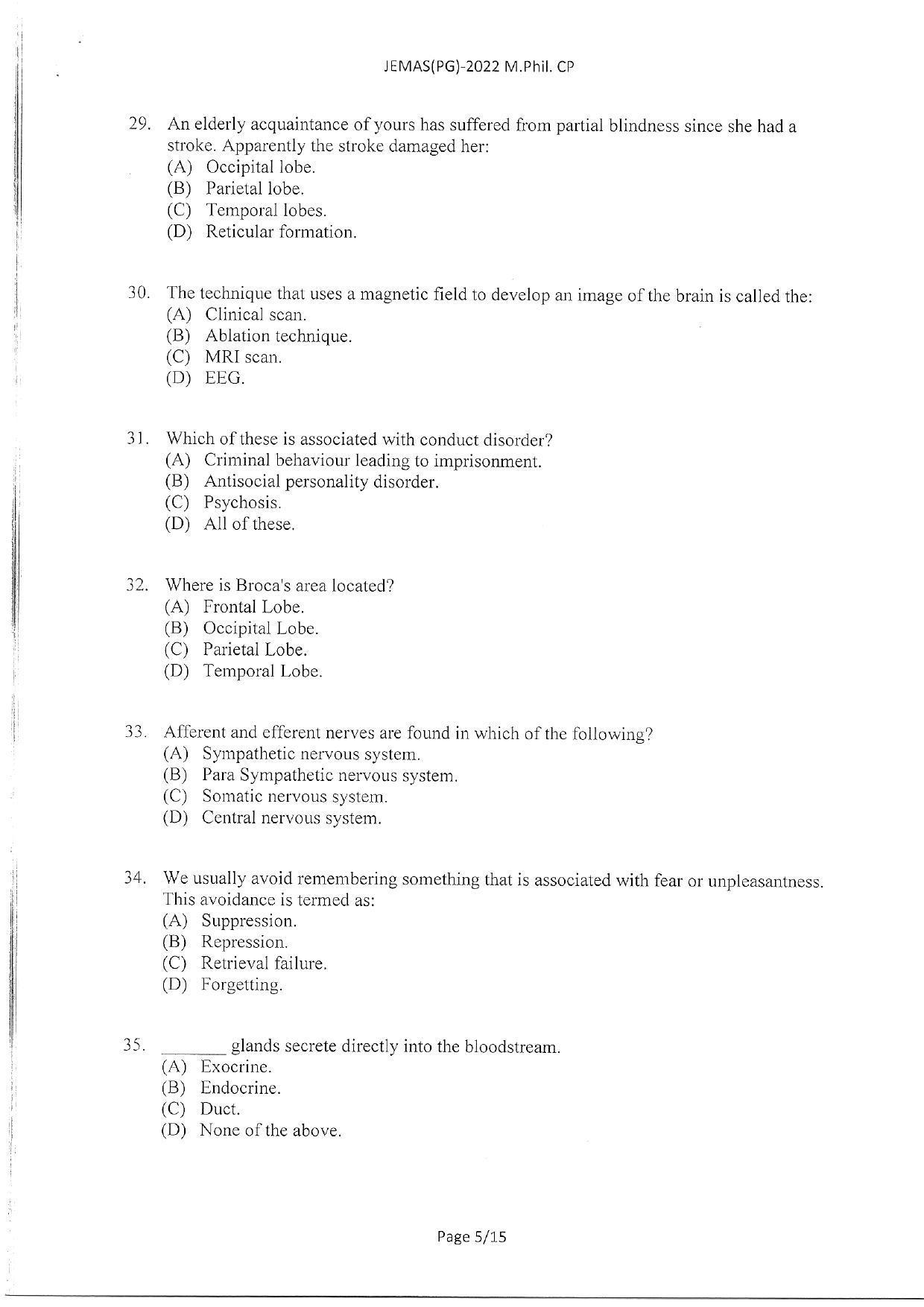 WBJEEB JEMAS (PG) 2022 MPhil CP Question Paper - Page 7