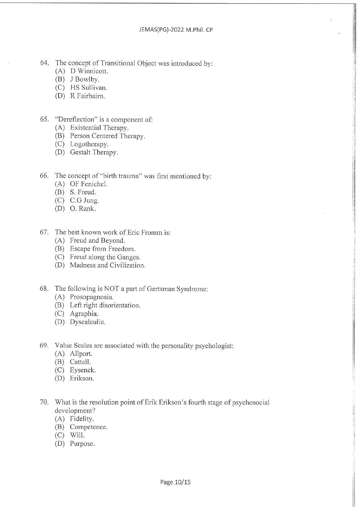 WBJEEB JEMAS (PG) 2022 MPhil CP Question Paper - Page 12