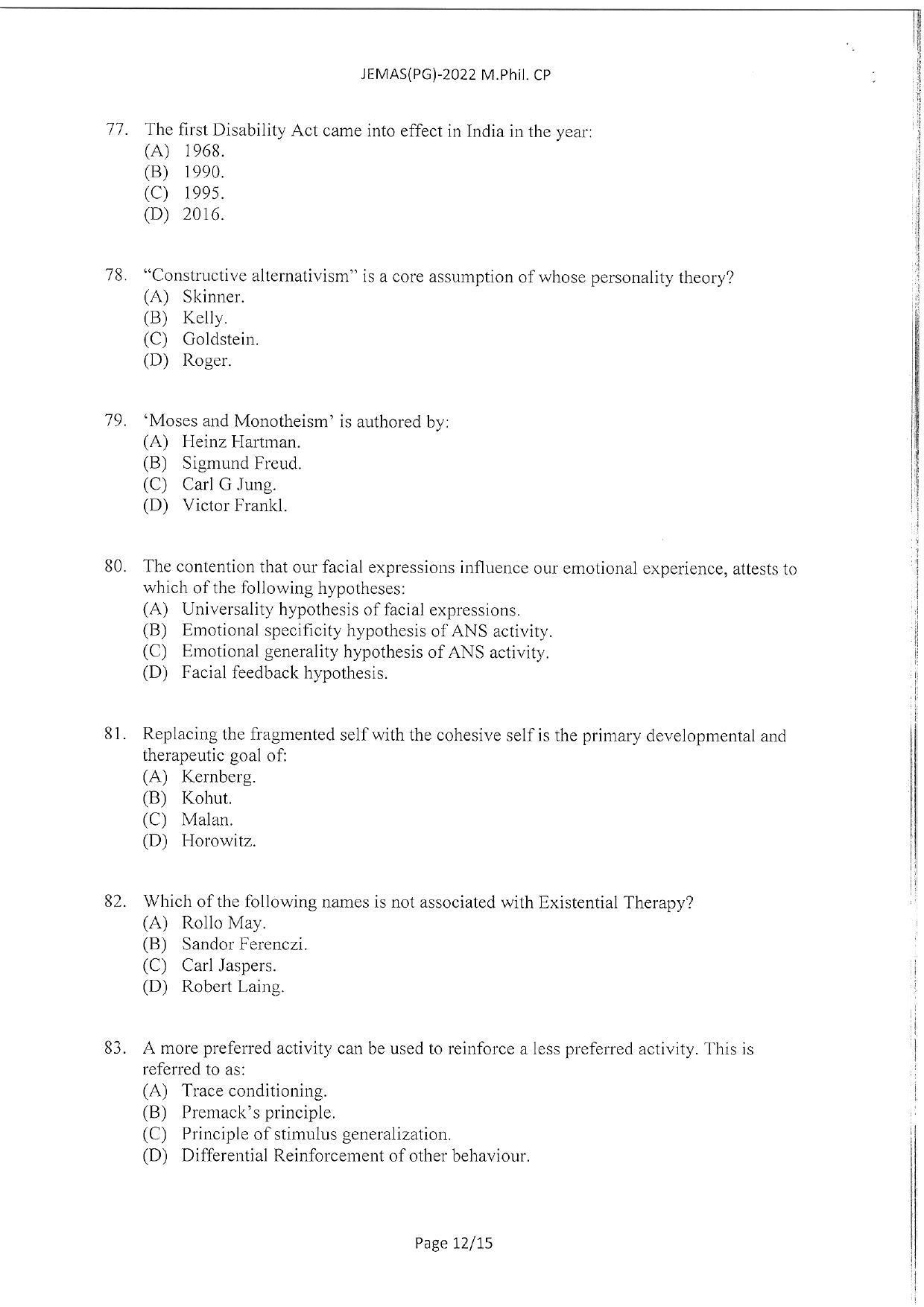WBJEEB JEMAS (PG) 2022 MPhil CP Question Paper - Page 14