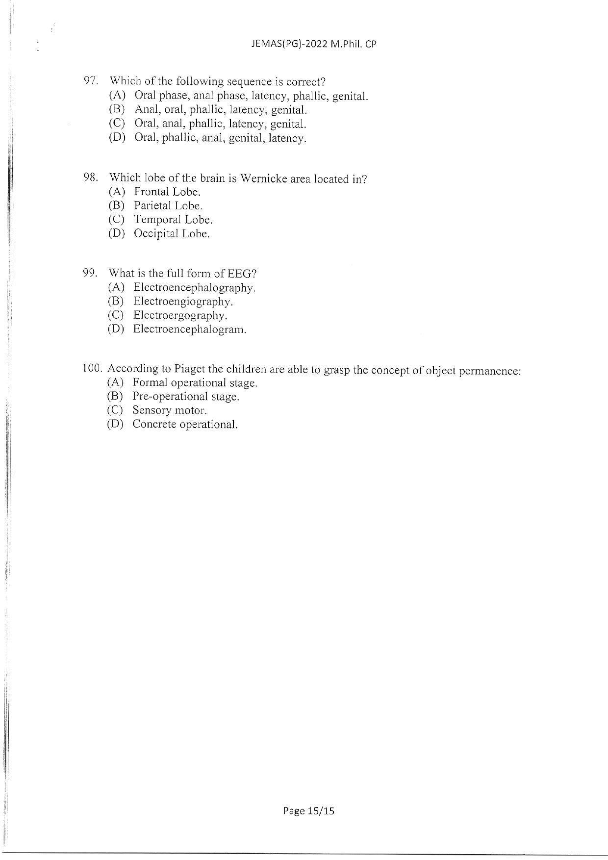 WBJEEB JEMAS (PG) 2022 MPhil CP Question Paper - Page 17