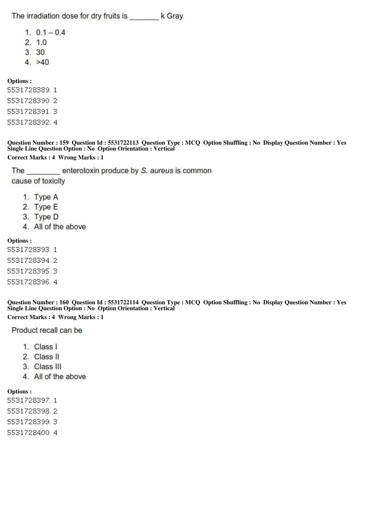 ICAR AIEEA PG 2019 FOOD SCIENCE TECHNOLOGY Question Paper - Page 54