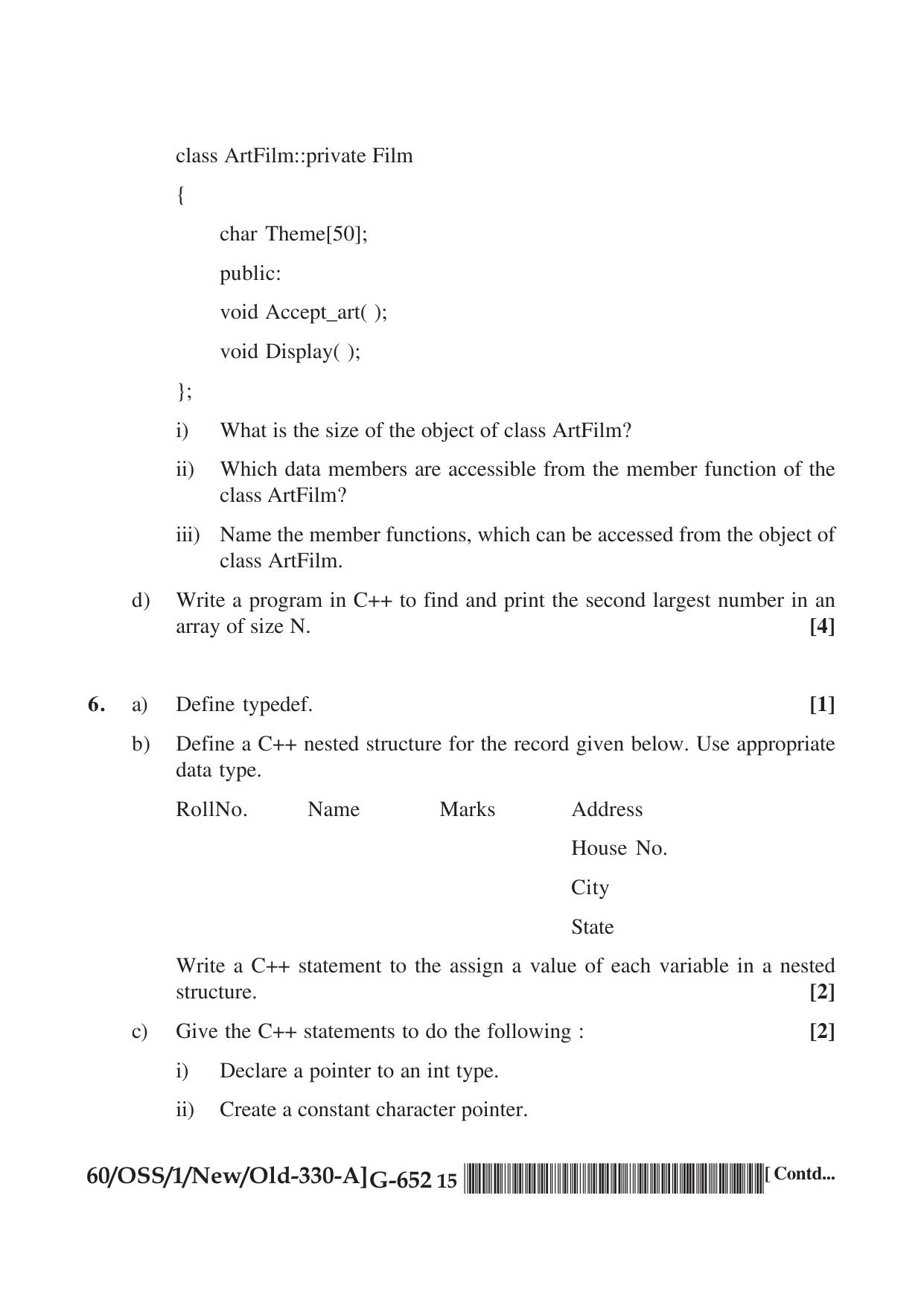 NIOS Jan-Feb 2021 Class 12 Computer Science (SET A) Question Paper - Page 15